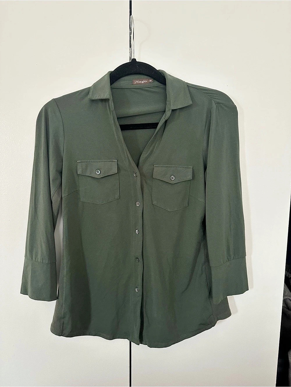 J. McLaughlin Theodora Shirt Olive Green Button Down